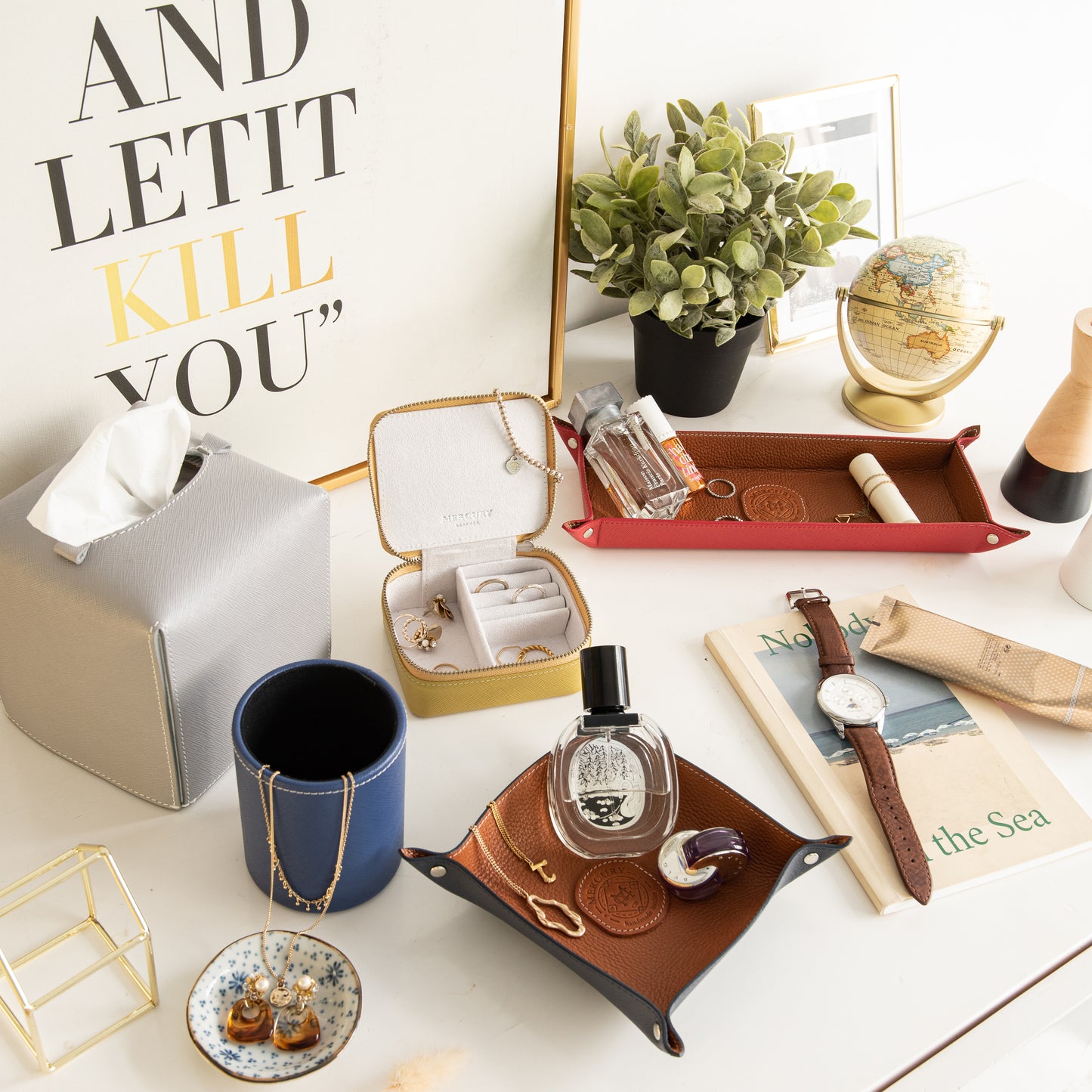Mercury Leather square storage tray