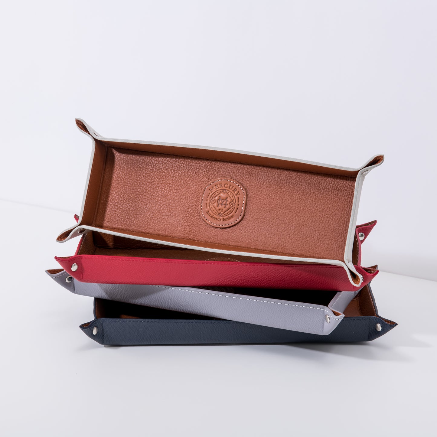 Mercury Leather elongated storage tray