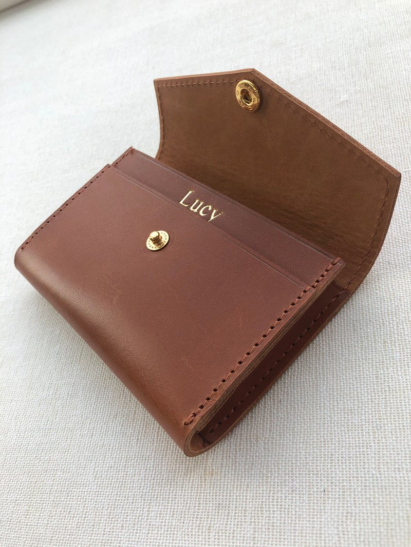 Mercury Italian leather business card holder can be customized with English letters