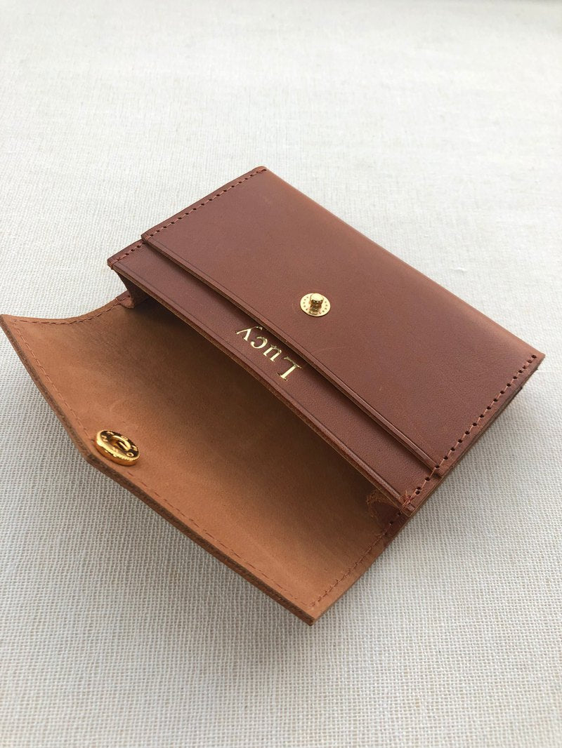 Mercury Italian leather business card holder can be customized with English letters