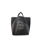 Mercury Black Front/Back Double Logo Hand/Shoulder Thick Canvas Bag Custom Leather Tag