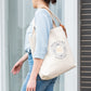 Mercury Beige Front/Back Double Logo Hand/Shoulder Thick Canvas Bag Customized Leather Tag