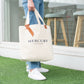 Mercury Beige Front/Back Double Logo Hand/Shoulder Thick Canvas Bag Customized Leather Tag